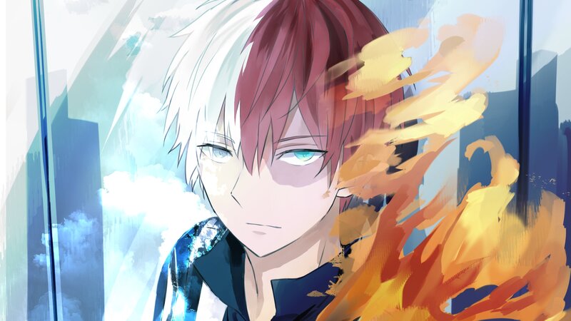 Anime Character with Split Hair — White