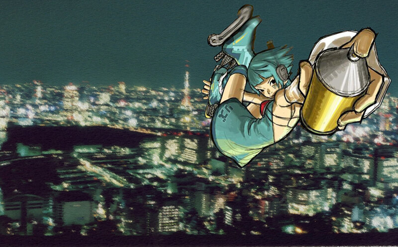anime character with spray can