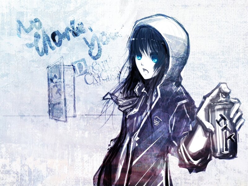 Anime Character with Spray Can — Black
