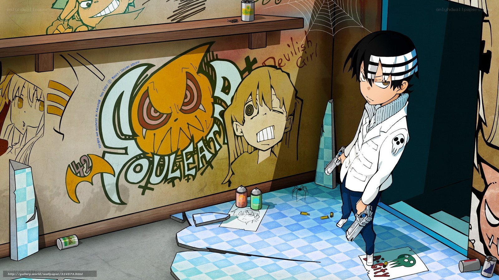 Anime character with spray paint