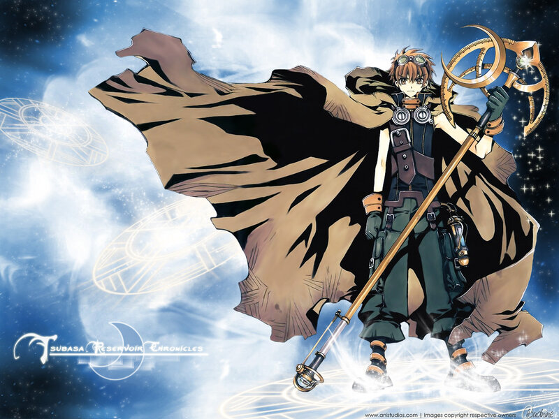 Anime character with staff and cloak