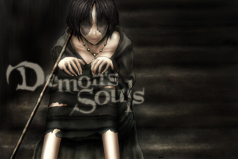 Anime Character with Staff — Black, Dark, Somber