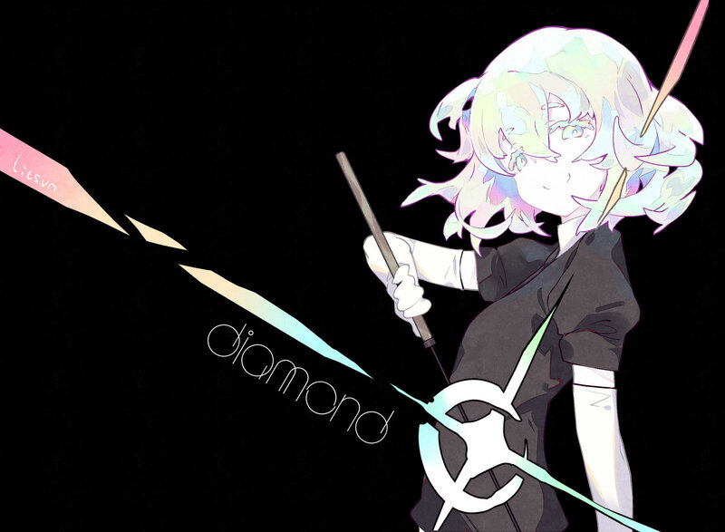 Anime Character with Staff — Black, Dramatic, Night, Digital Art, Sword