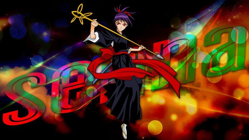 Anime Character with Staff — Black, Dramatic, Red Ribbon