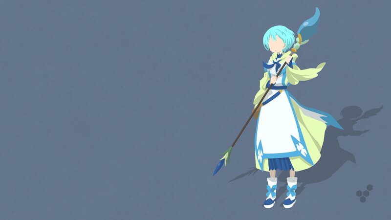 Anime Character with Staff — Blue, Calm