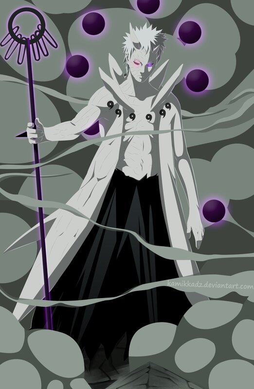 Anime Character with Staff — Gray, Dramatic