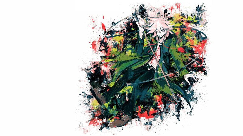 Anime Character with Staff — Green, Dramatic