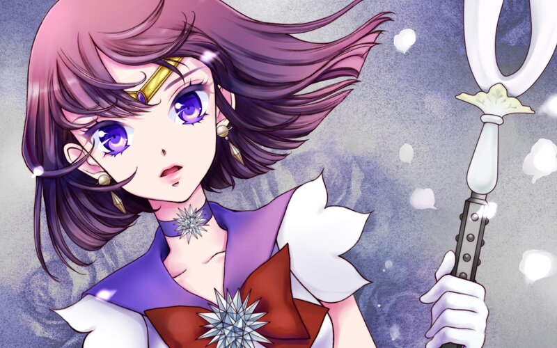 Anime Character with Staff — Purple, Dramatic, Manga