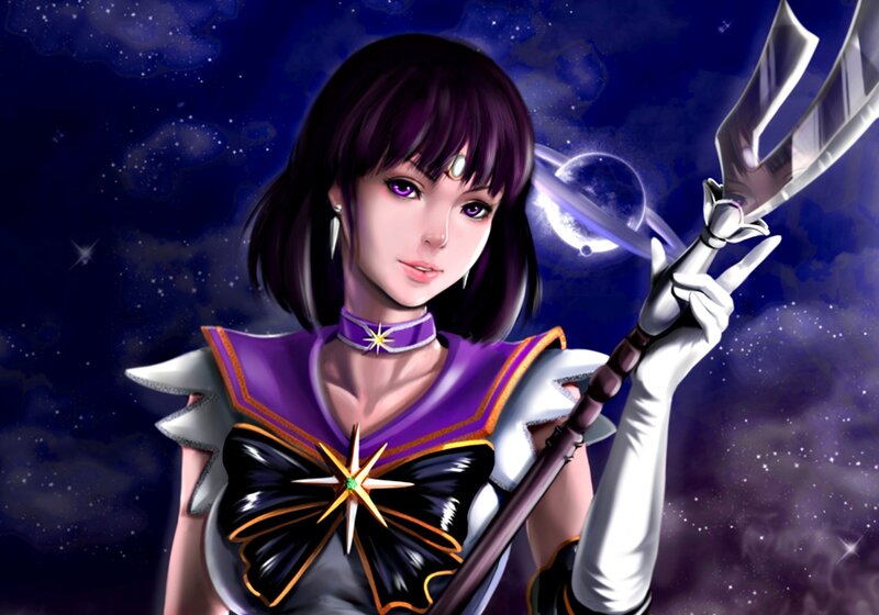 Anime Character with Staff — Purple, Dramatic, Night, Digital Art