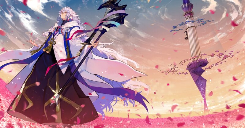 Anime Character with Staff — Purple, Dramatic, Sunset, Digital Art