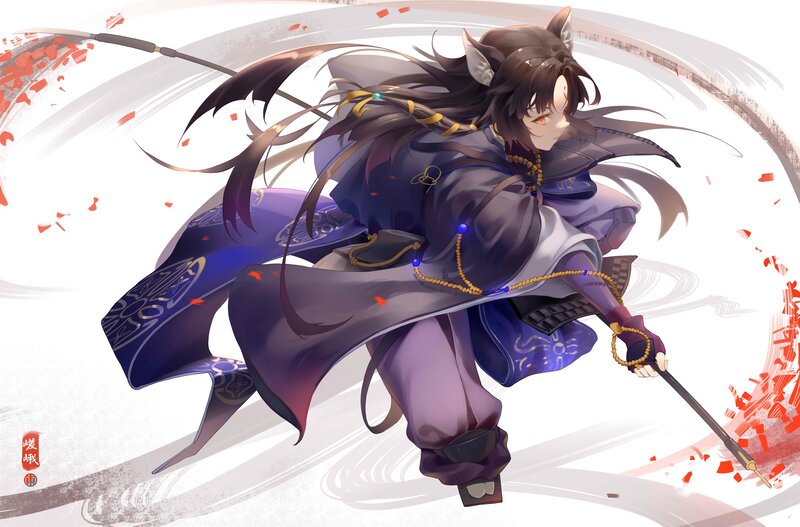 Anime Character with Staff — Purple, Dynamic