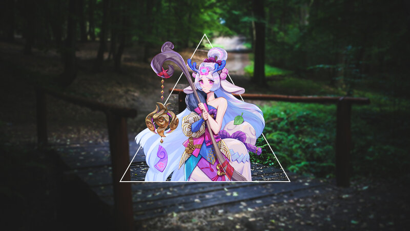 Anime Character with Staff — Purple, Serene