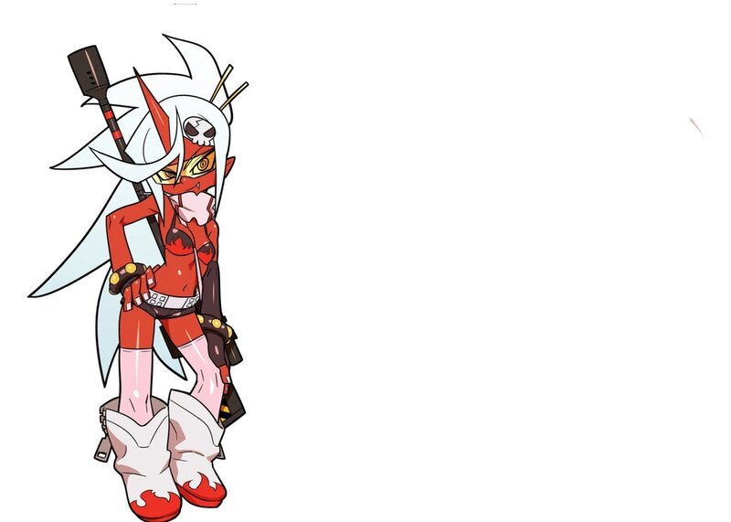Anime Character with Staff — Red, Confident