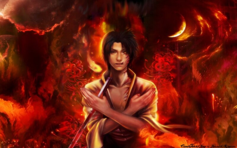 Anime Character with Staff — Red