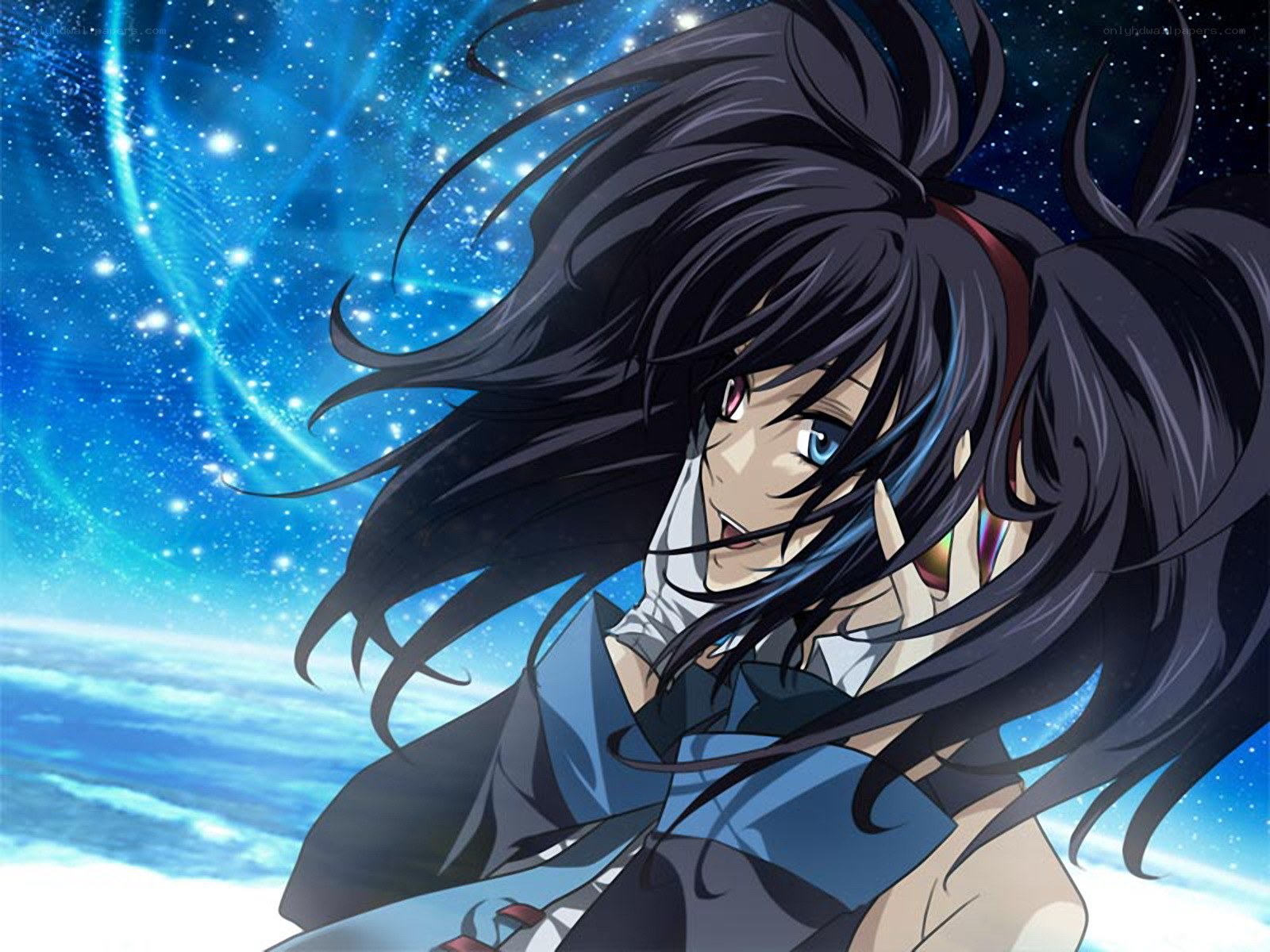 anime character with starry sky