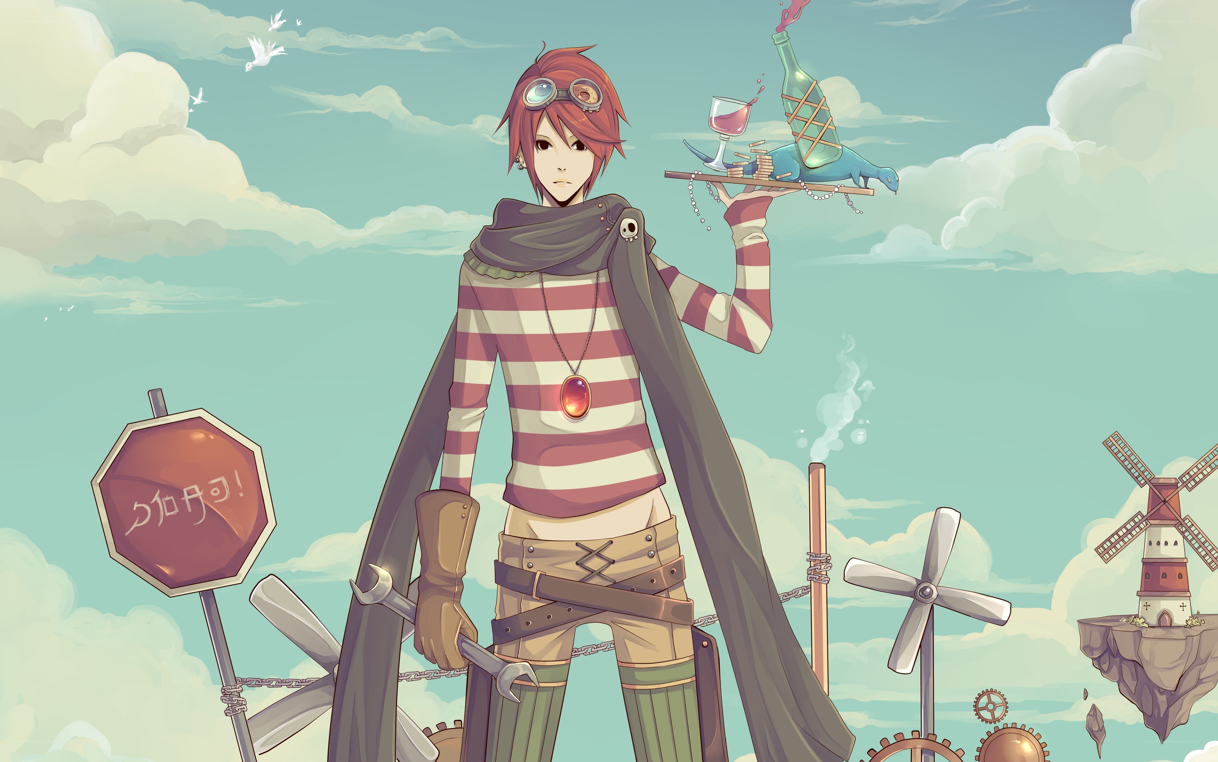 anime character with steampunk elements