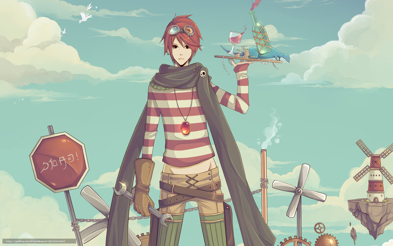 Anime character with steampunk elements