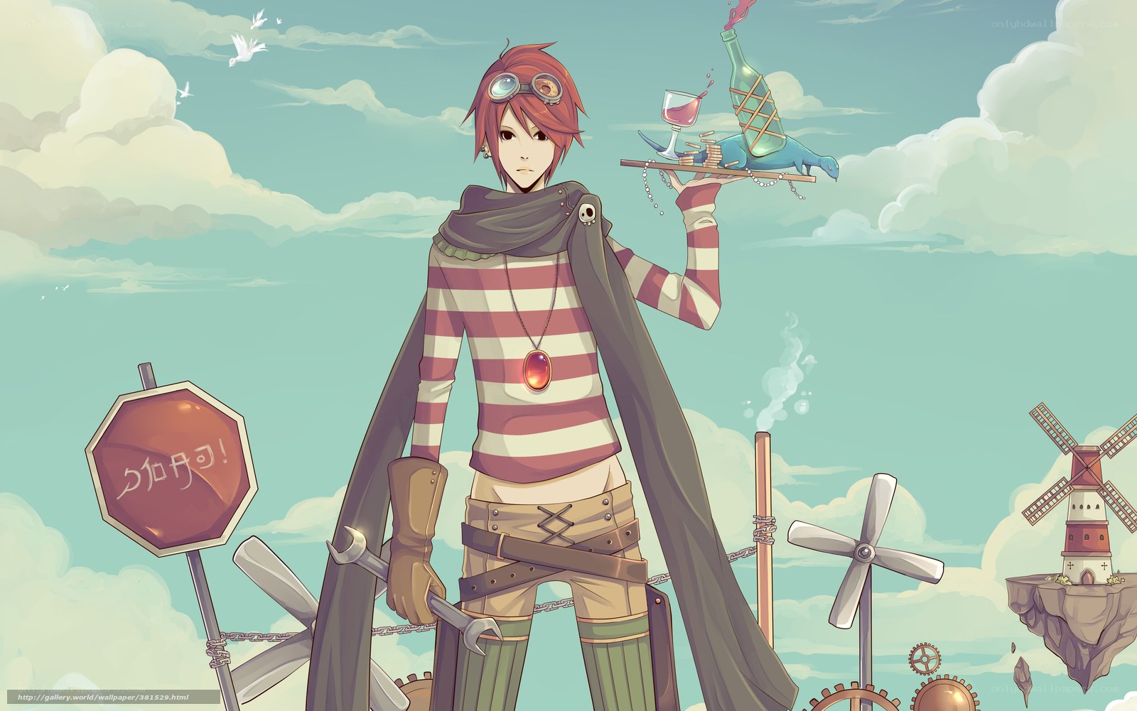 Anime character with steampunk elements