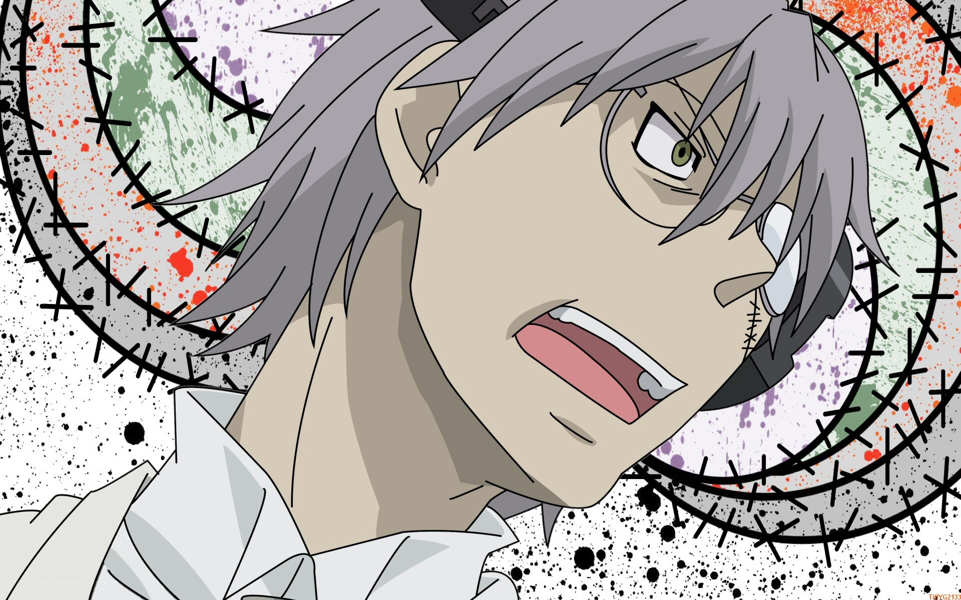 anime character with stitched face