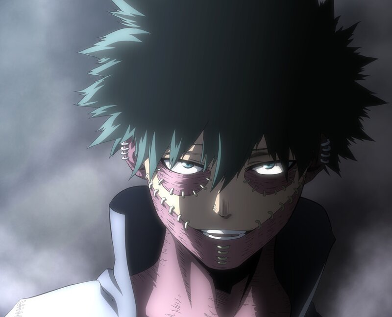 Anime Character with Stitched Face — Black, Dramatic, Stitched Face