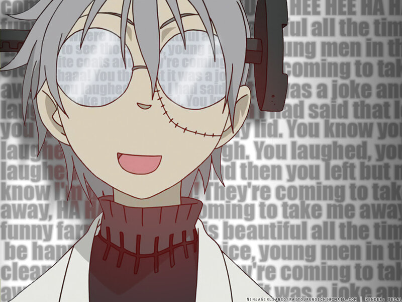 Anime Character with Stitches — Gray, Creepy