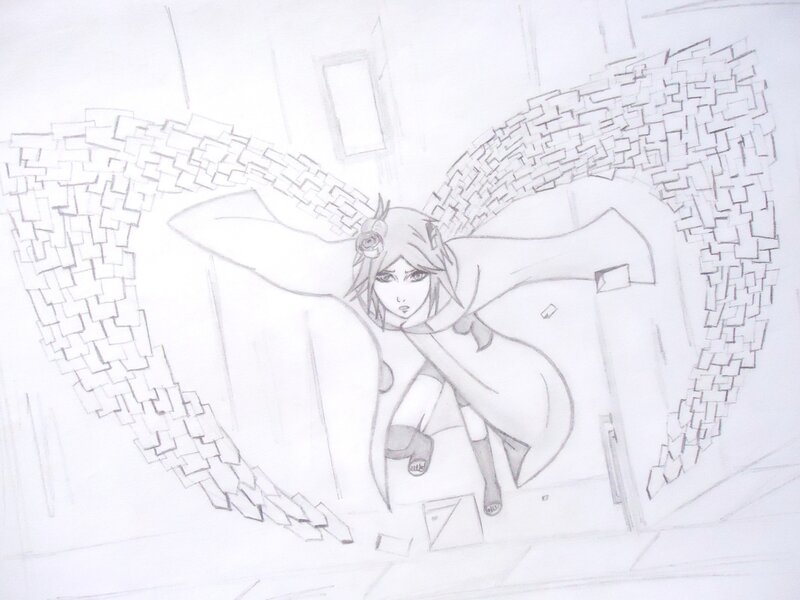anime character with stone wings