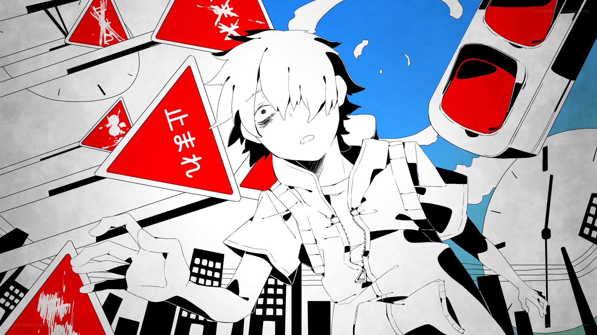 anime character with stop signs