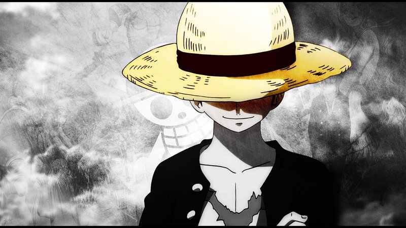 Anime Character with Straw Hat — Black