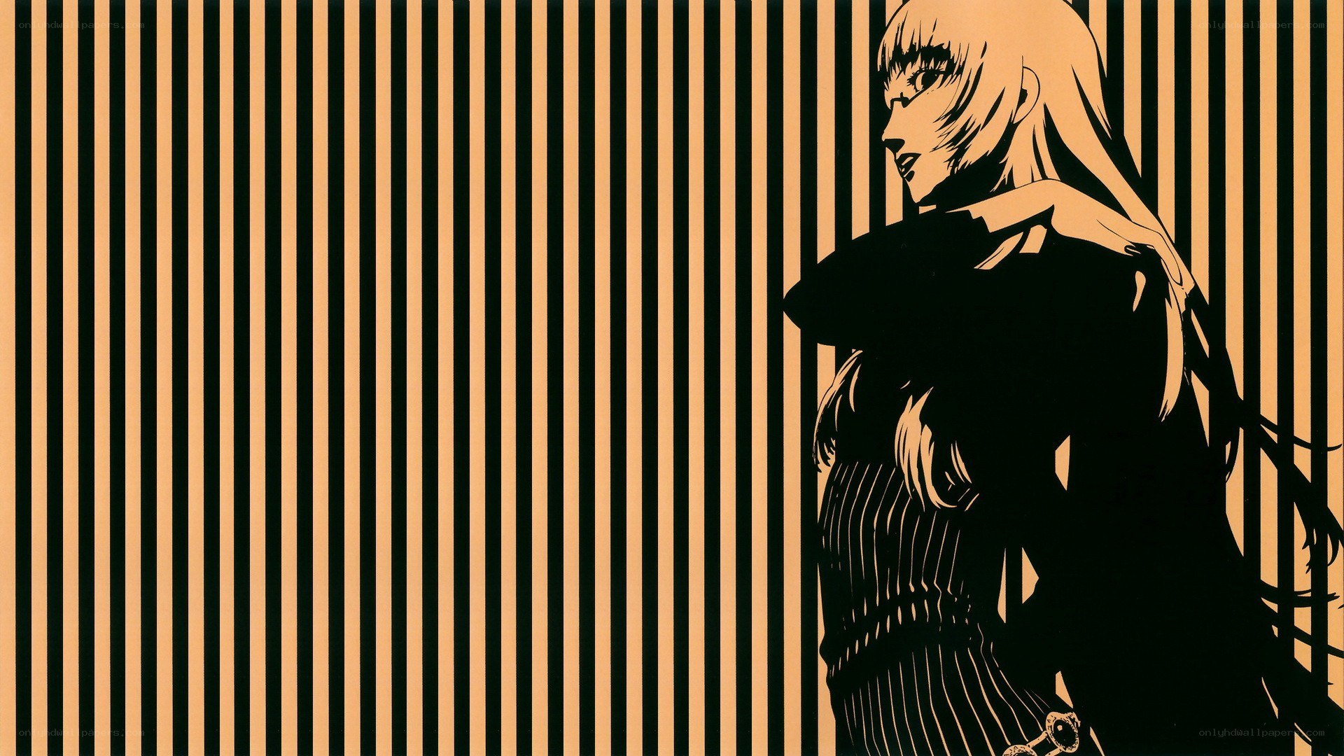 anime character with striped background
