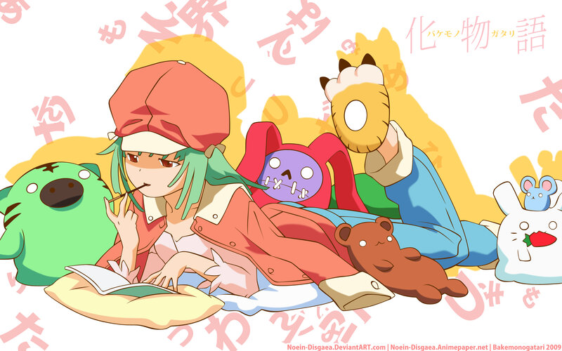 anime character with stuffed animals