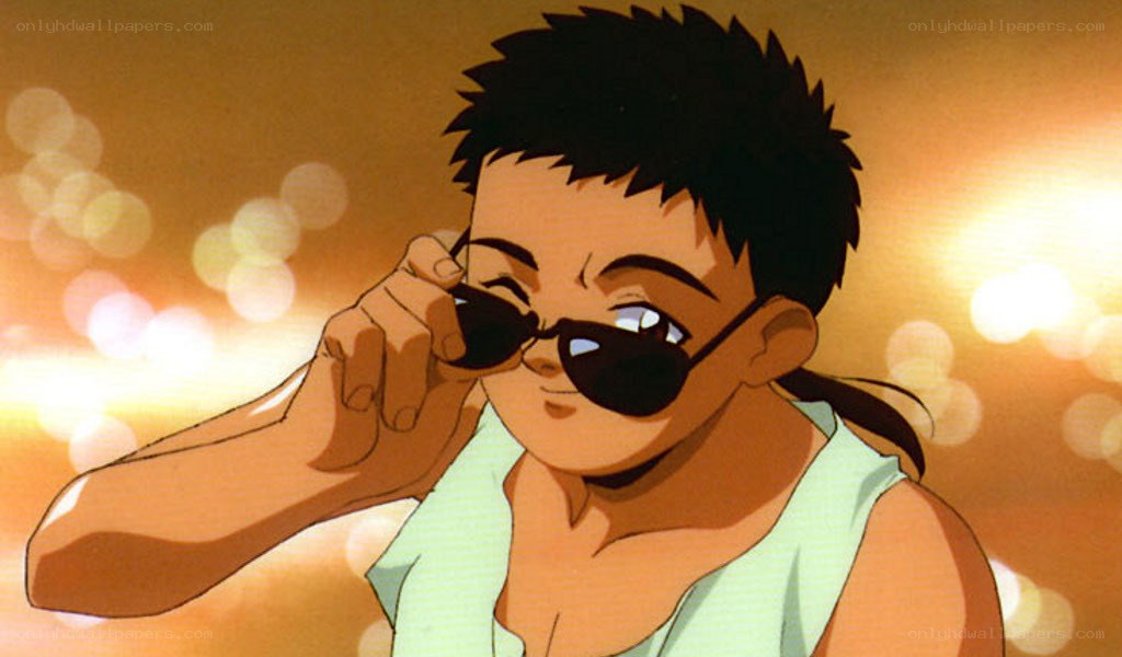 anime character with sunglasses