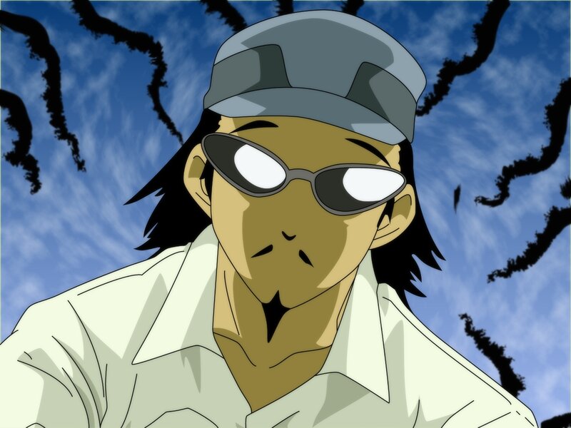 Anime Character with Sunglasses — Blue, Dramatic, Cap