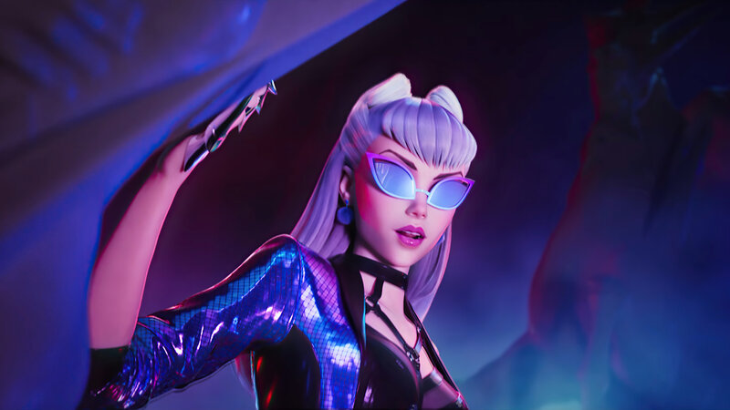 Anime Character with Sunglasses — Purple, Dramatic, Night