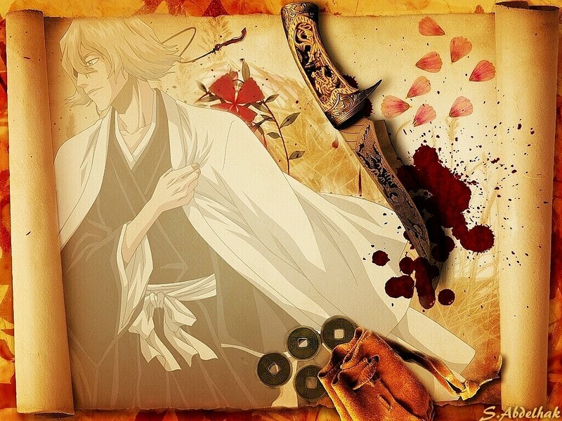 Anime character with sword and blood