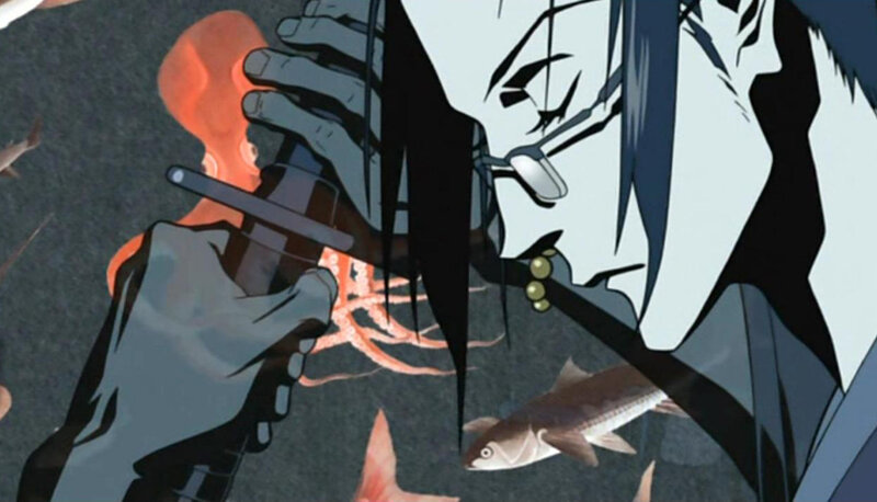 anime character with sword and fish
