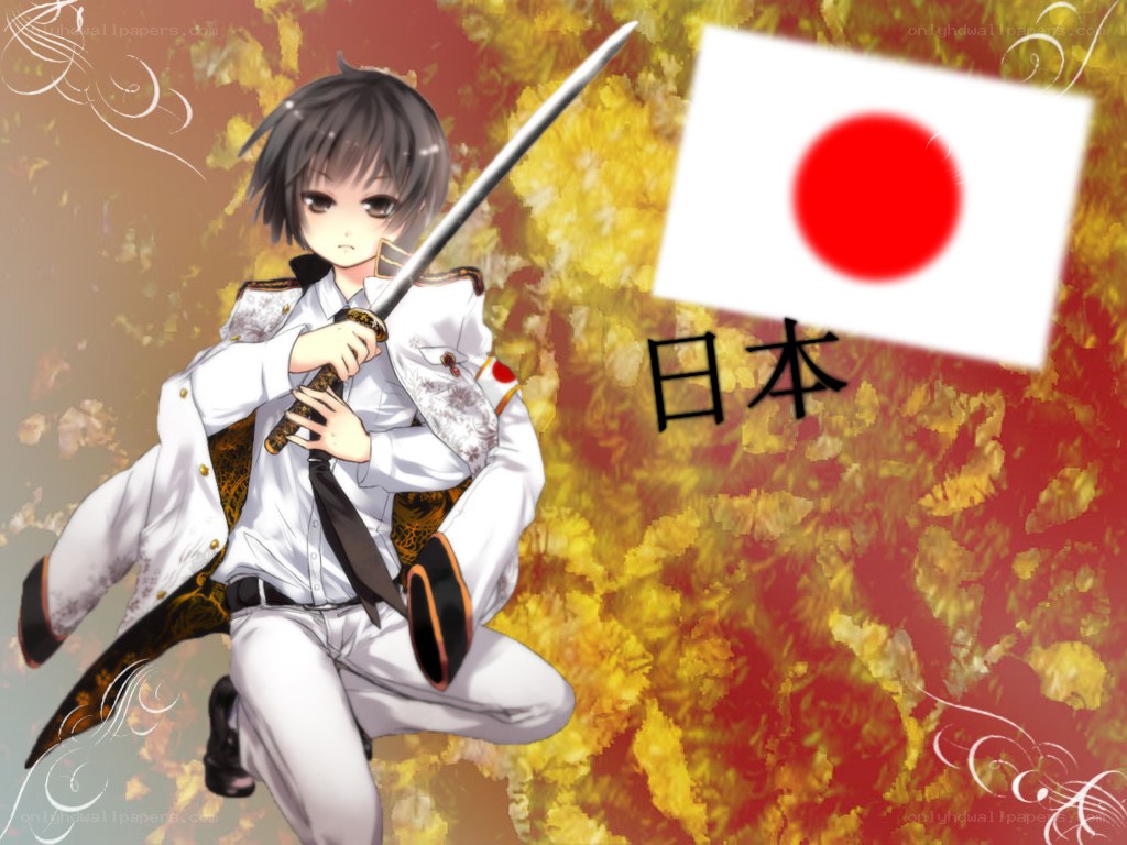 anime character with sword and flag