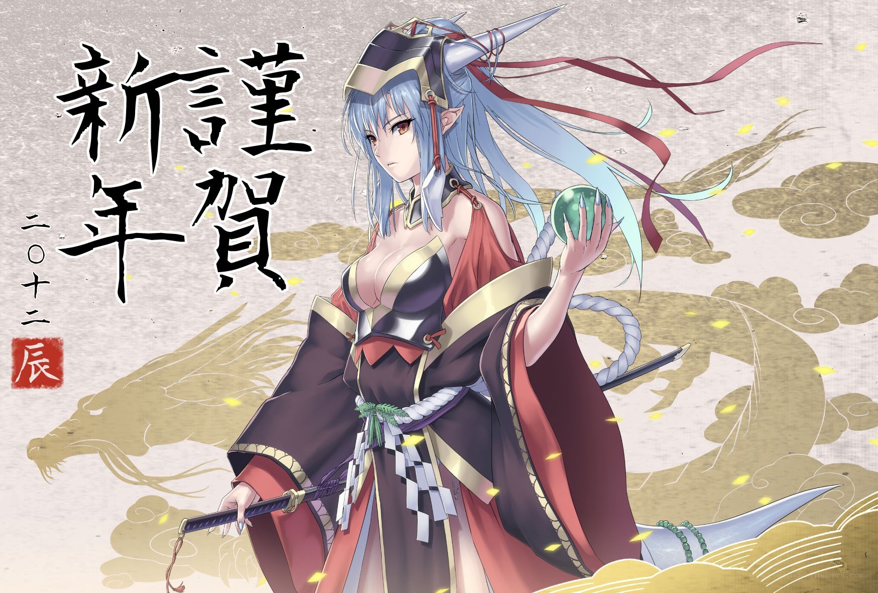 Anime character with sword and orb