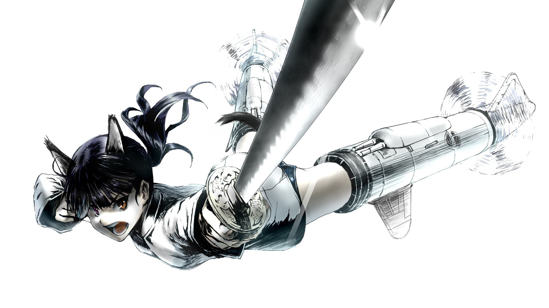 anime character with sword and rocket