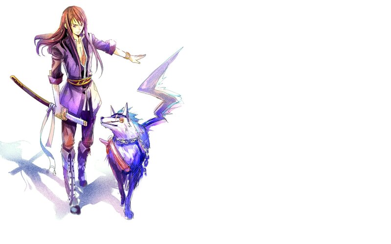 anime character with sword and wolf