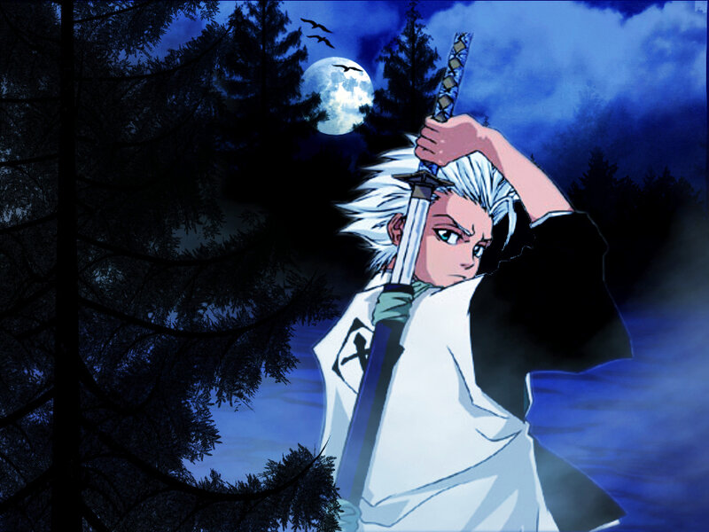 anime character with sword at night