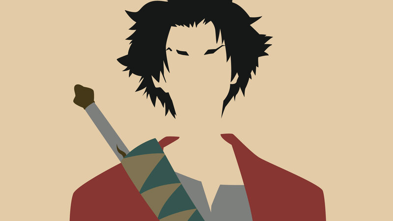 Anime Character with Sword — Beige, Calm, Minimalist