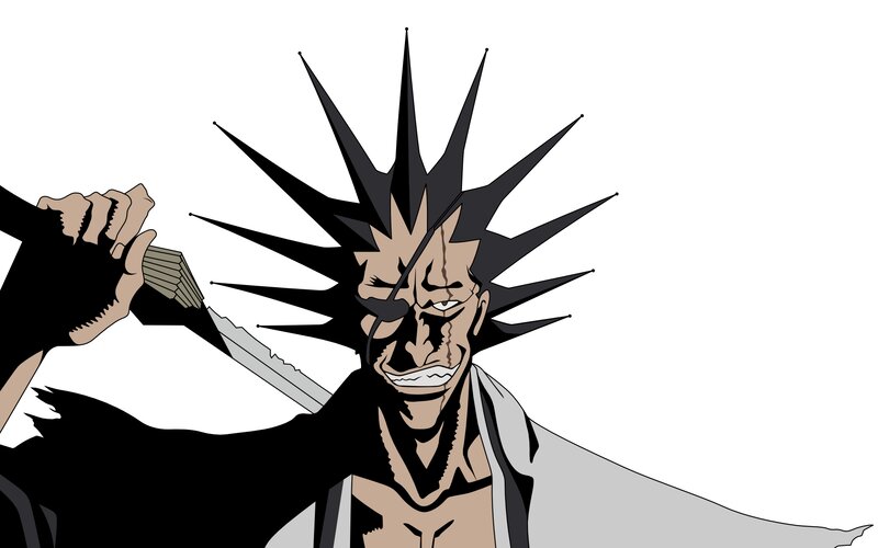 Anime Character with Sword — Black, Aggressive, Manga, Spiky Hair