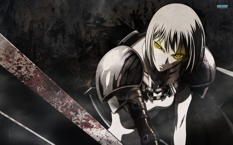 Anime Character with Sword — Black, Dark, Intense