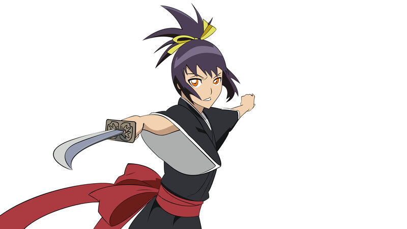 Anime Character with Sword — Black, Determined, Kimono