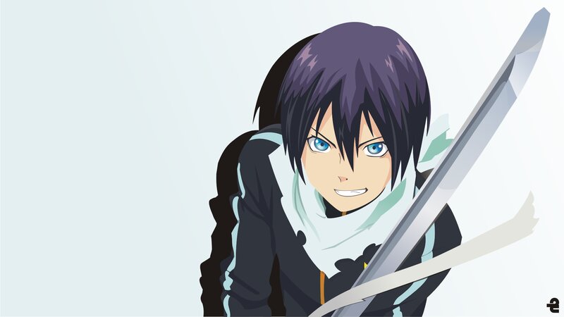 Anime Character with Sword — Black, Determined