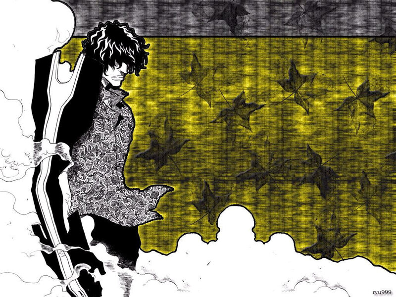 Anime Character with Sword — Black, Dramatic, Autumn