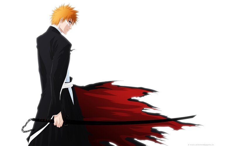 Anime Character with Sword — Black, Dramatic, Black Coat, Red Cape