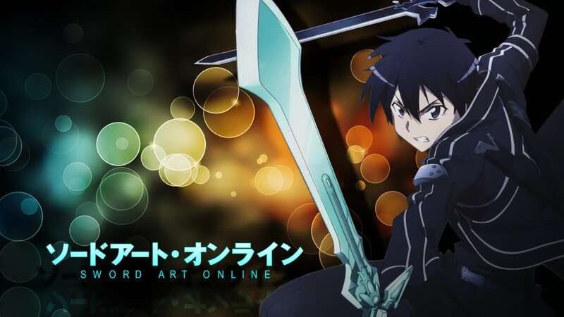 Anime Character with Sword — Black, Dramatic, Bokeh