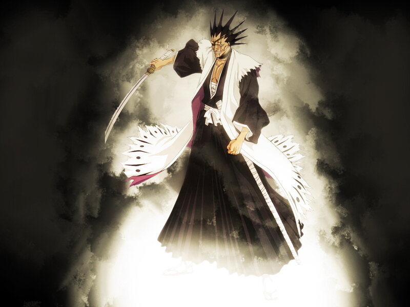 Anime Character with Sword — Black, Dramatic, Clouds, White Cloak