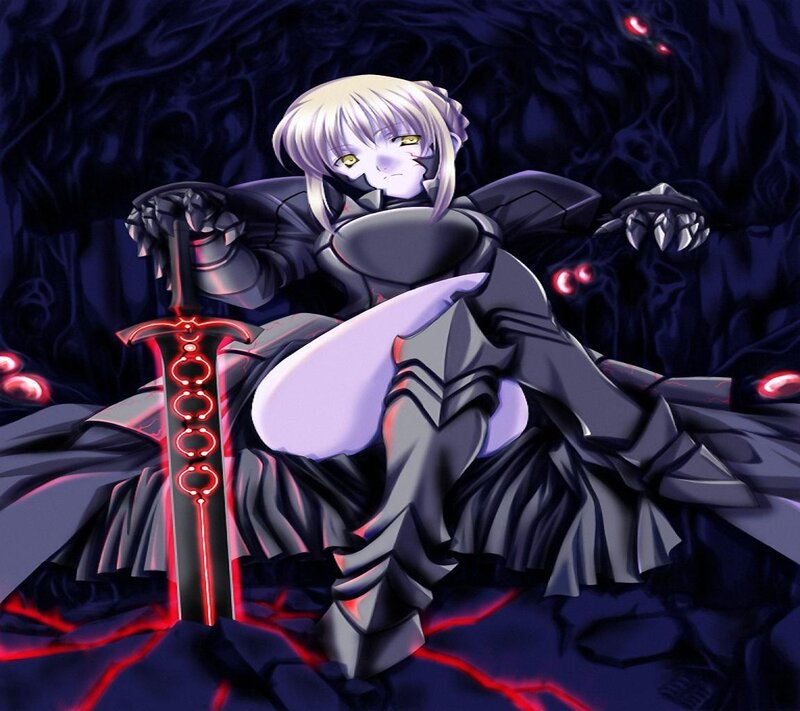 Anime Character with Sword — Black, Dramatic, Dark, Night